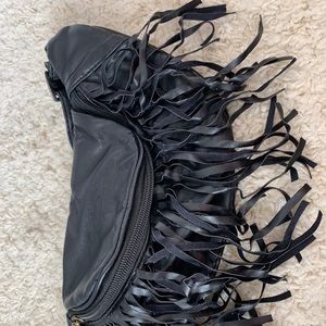 Black fringe fanny pack